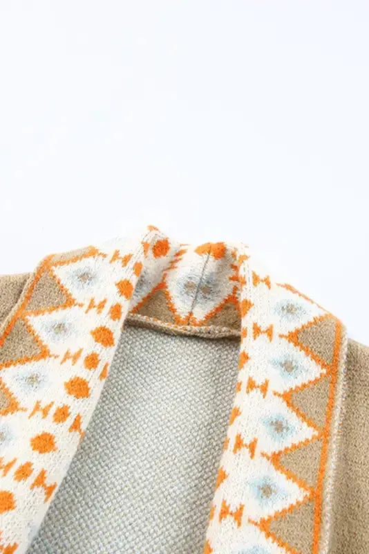 Brown Aztec Print Duster Cardigan - Fashionfitz