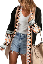 Brown Aztec Print Duster Cardigan - Fashionfitz