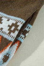 Brown Aztec Print Duster Cardigan - Fashionfitz