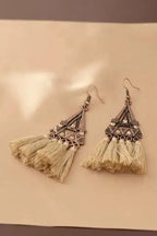 Brown Boho Triangle Metal Tasseled Earrings - Fashionfitz