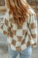 Brown checked snap button sherpa jacket - jackets