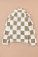 Brown checked snap button sherpa jacket - jackets