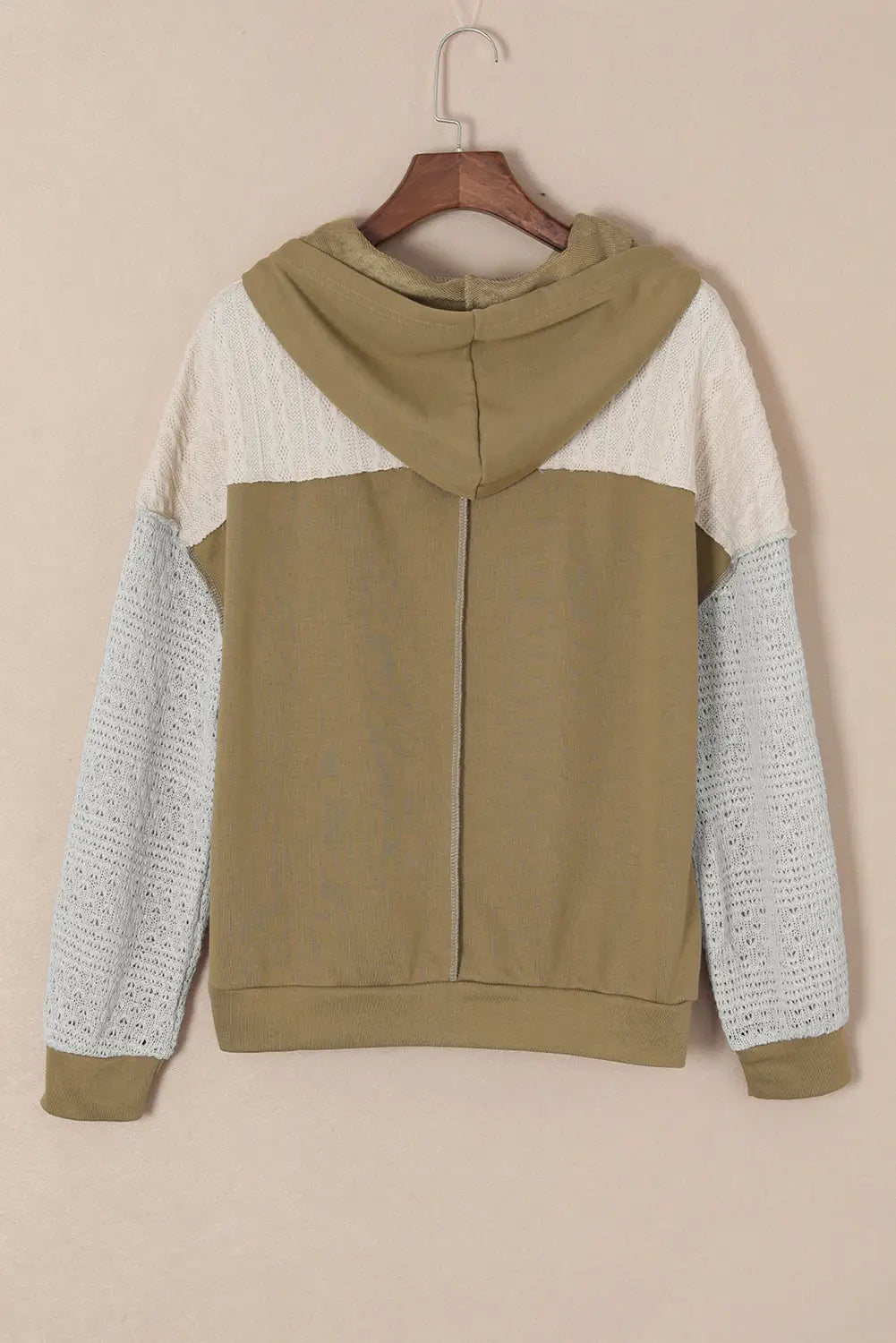 Brown colorblock patchwork pullover hoodie - sweatshirts & hoodies