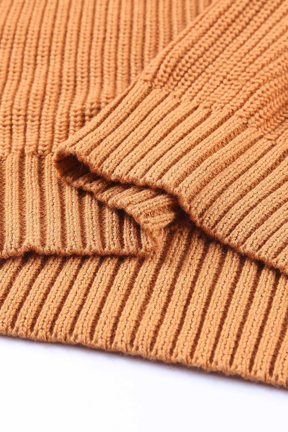 Brown crew neck cold shoulder hollow-out back sweater - sweaters & cardigans