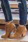 Brown criss cross slip-on point toe heeled boots