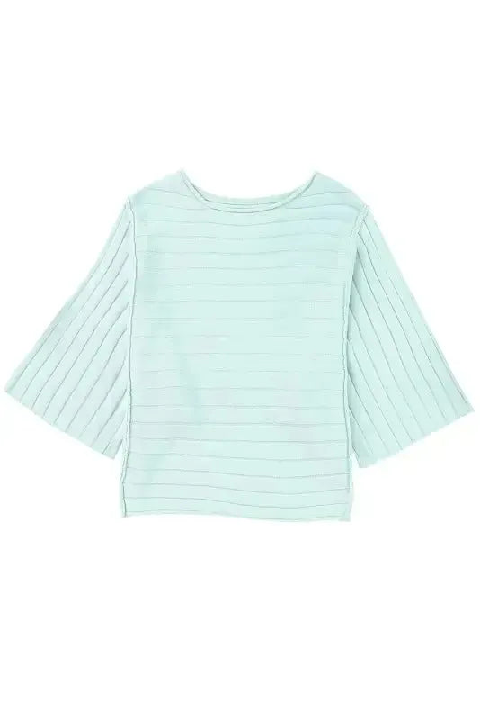 Brown Exposed Seam Ribbed Knit Dolman Top - Fashionfitz