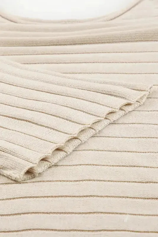 Brown Exposed Seam Ribbed Knit Dolman Top - Fashionfitz