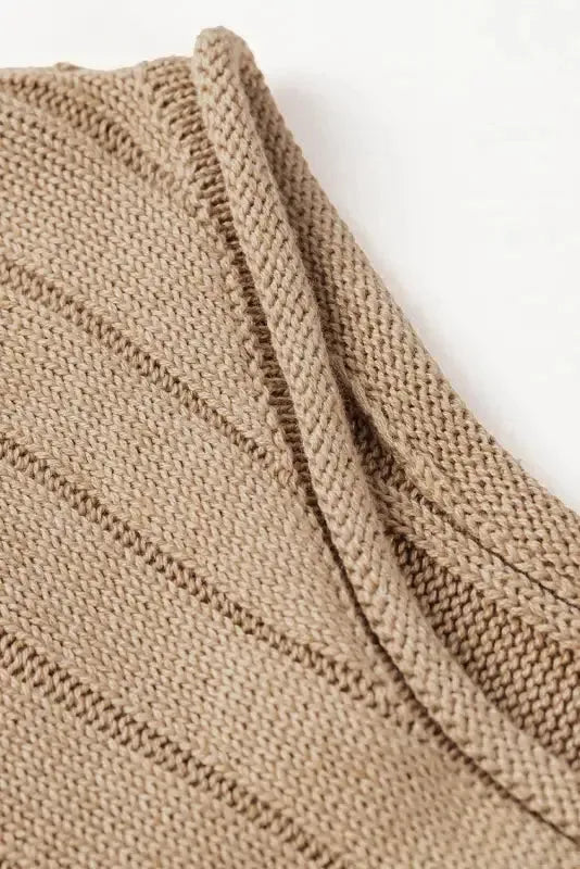 Brown Exposed Seam Ribbed Knit Dolman Top - Fashionfitz