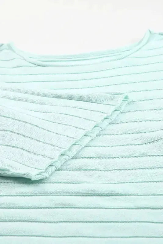 Brown Exposed Seam Ribbed Knit Dolman Top - Fashionfitz