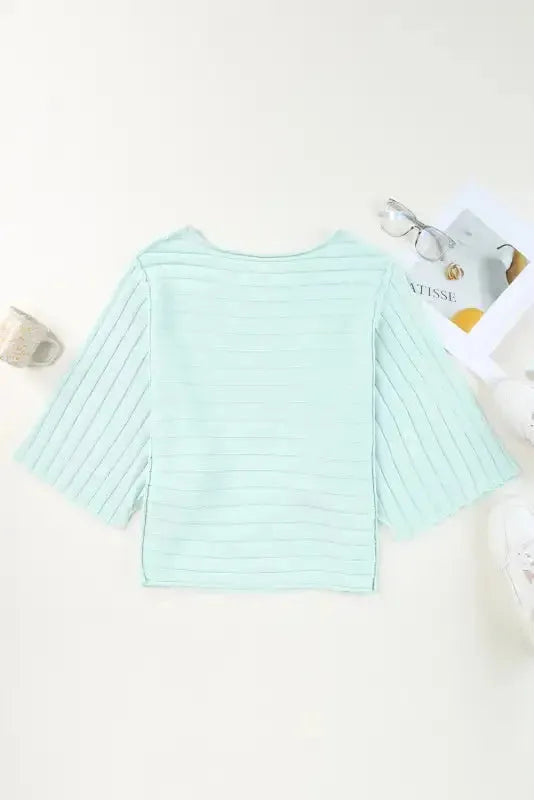 Brown Exposed Seam Ribbed Knit Dolman Top - Fashionfitz