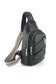 Brown faux leather multi-pockets zipped chest bag - black / one size / pu - crossbody bags