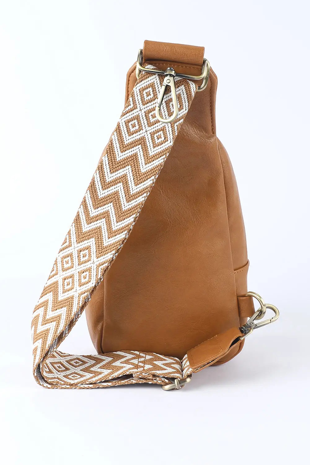Brown faux leather zipped crossbody chest bag - shoes & bags