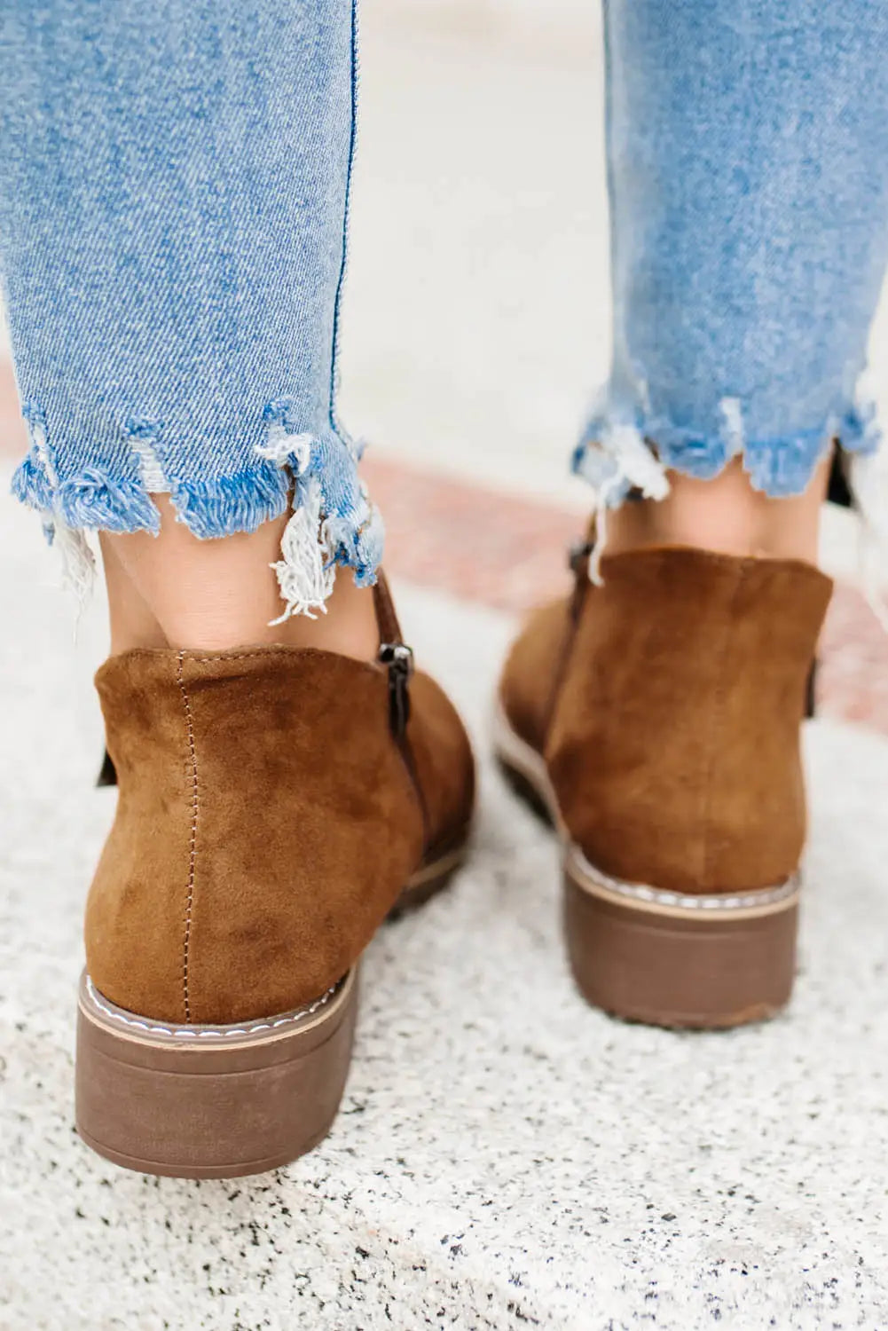 Brown faux suede side zip ankle boots - shoes & bags
