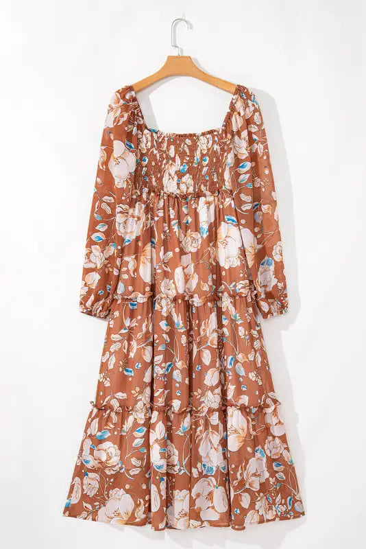 Brown floral maxi dress