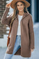 Brown horizontal rib knitted open front hooded cardigan - sweaters & cardigans