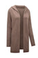 Brown horizontal rib knitted open front hooded cardigan - sweaters & cardigans