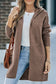 Brown horizontal rib knitted open front hooded cardigan - sweaters & cardigans