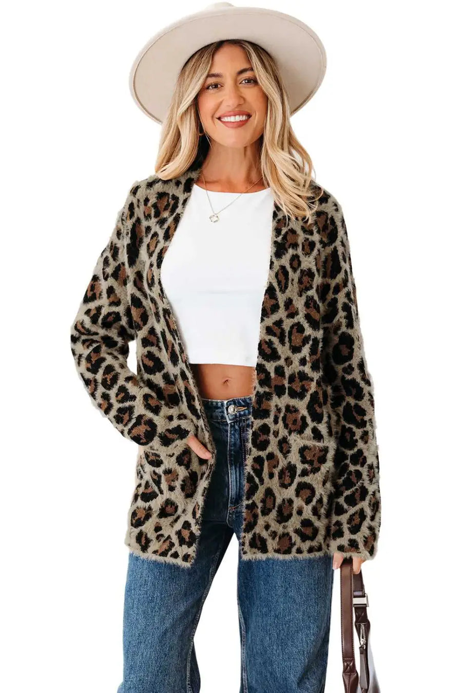 Brown leopard cardigan - open | versatile