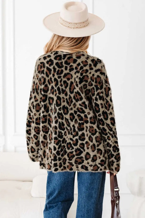 Brown leopard cardigan - open | versatile