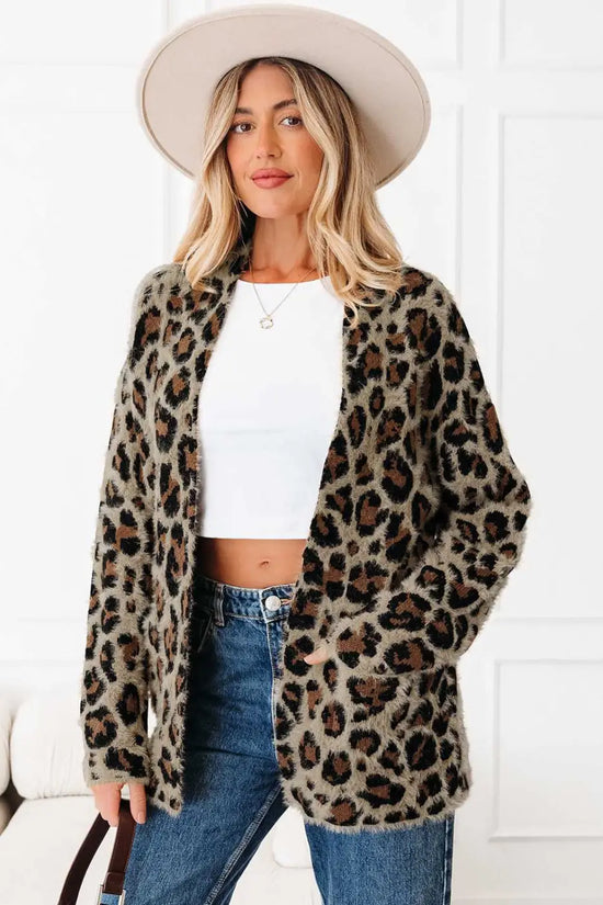 Brown leopard cardigan - open | versatile