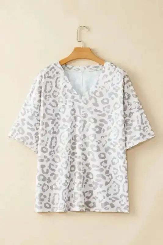 Brown Leopard T-Shirt - V-Neck Plus Size - Fashionfitz