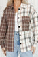 Brown mixed plaid soft oversized shirt - tops