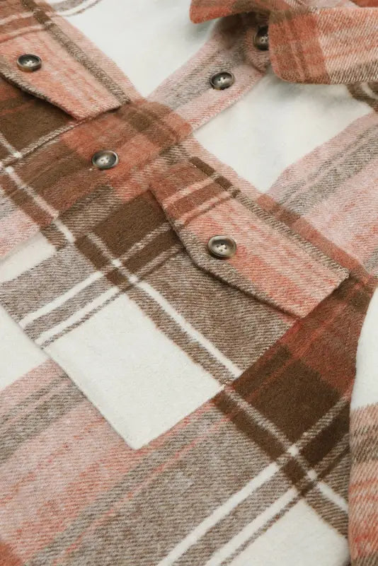 Brown plaid long shacket - shackets