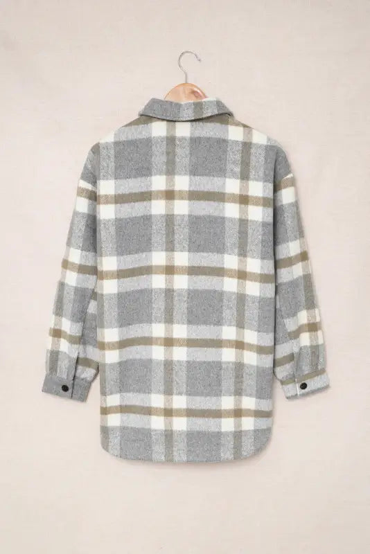 Brown plaid women shacket - shackets