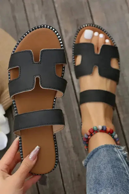 Brown PU Leather Slippers - Fashionfitz