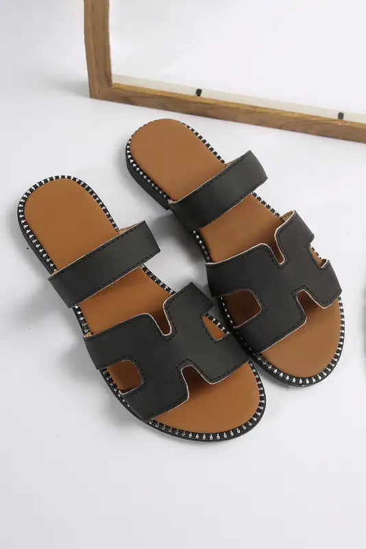 Brown pu leather slippers - shoes & bags/slippers