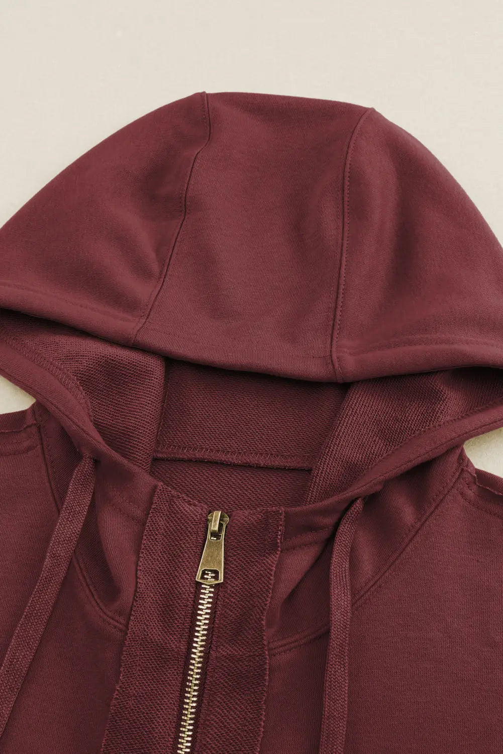 Brown raw edge exposed seam full zip hoodie - sweatshirts & hoodies