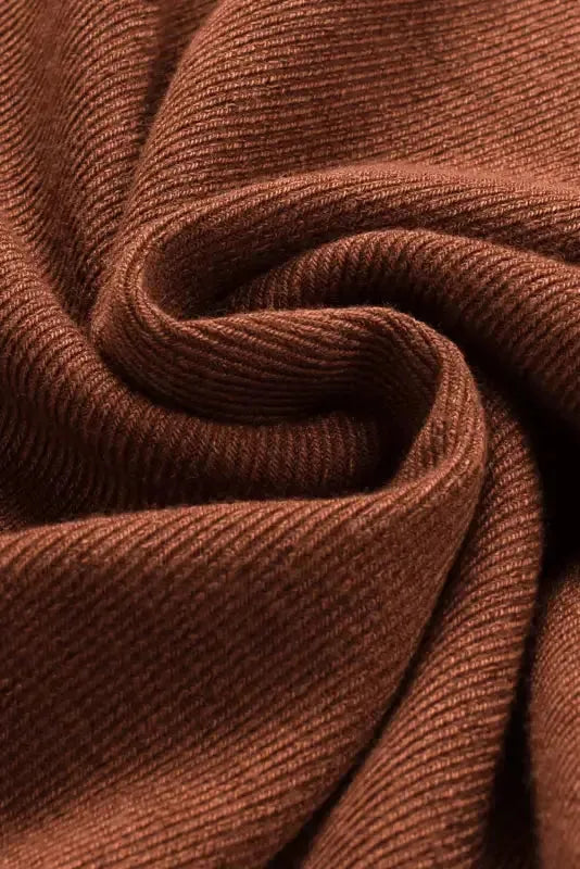 Brown Ribbed Peekaboo Cutout Long Sleeve Top - Fashionfitz