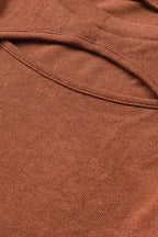 Brown Ribbed Peekaboo Cutout Long Sleeve Top - Fashionfitz