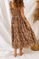 Brown ruffled straps smocked floral maxi dress - dresses