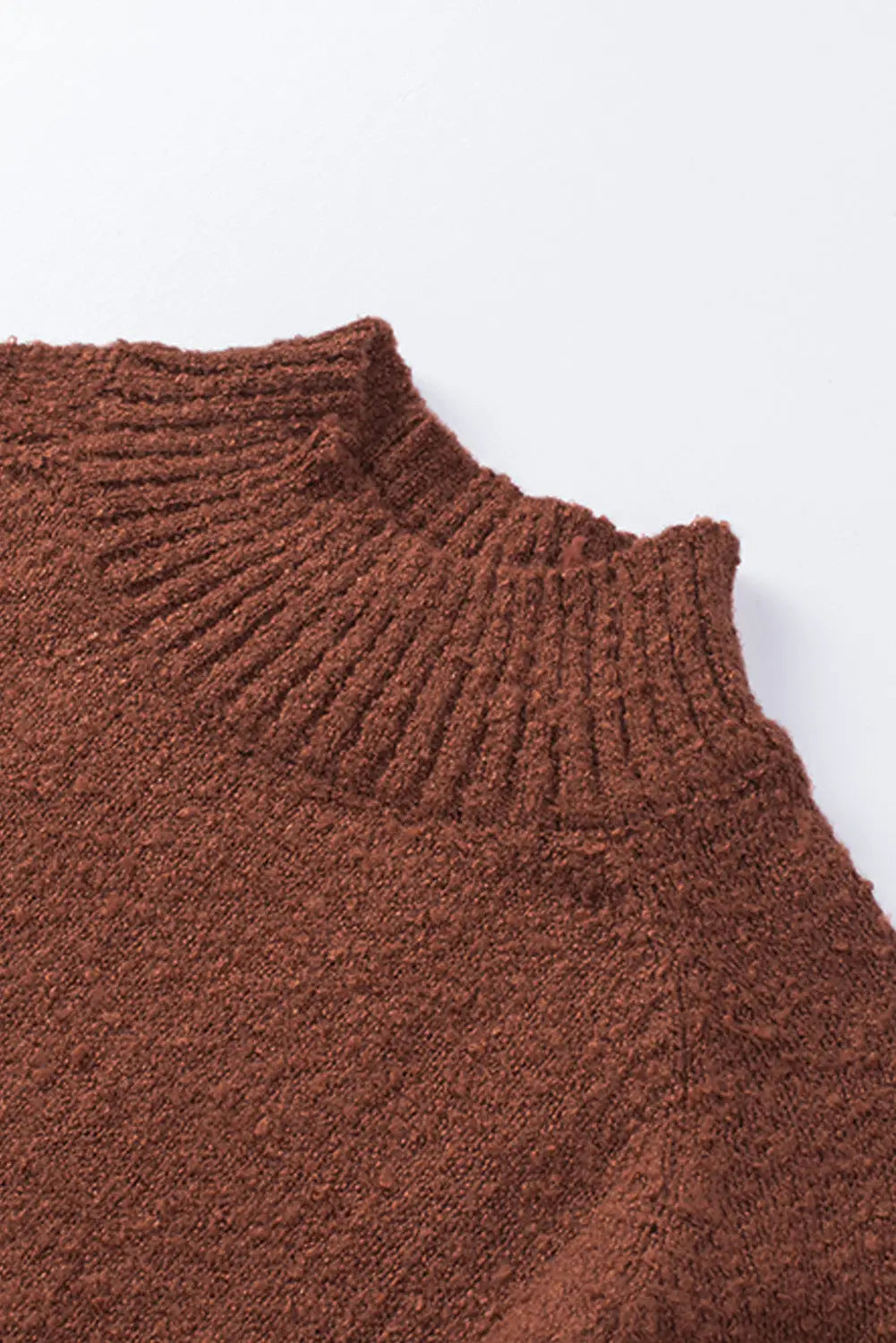 Brown solid color lantern sleeve knitted sweater - sweaters & cardigans