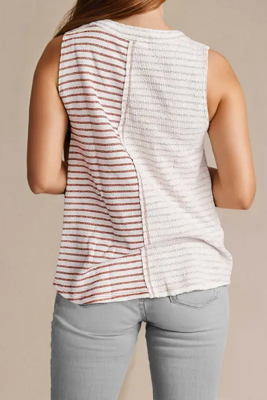 Brown stripe loose tank top | women’s tops | fashionfitz