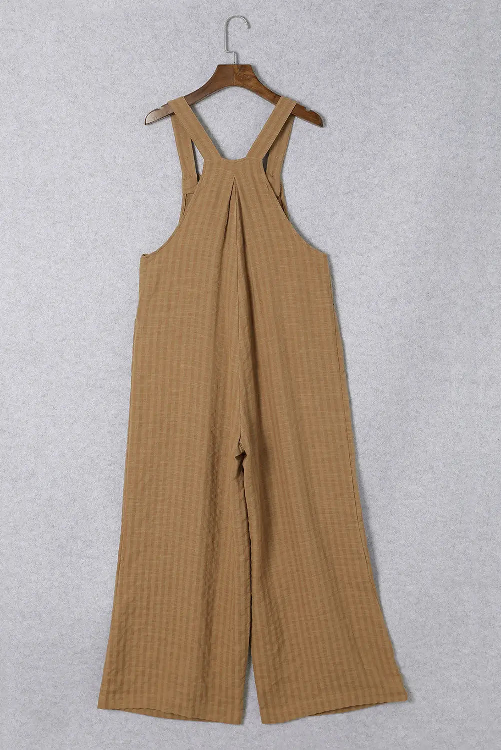 Brown striped pleated wide leg pocketed jumpsuit - jumpsuits & rompers
