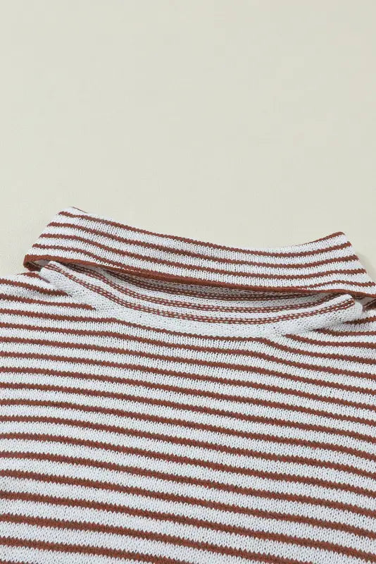 Chic brown striped turtleneck sweater | fashionfitz