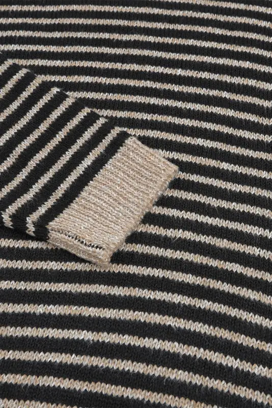 Chic brown striped turtleneck sweater | fashionfitz