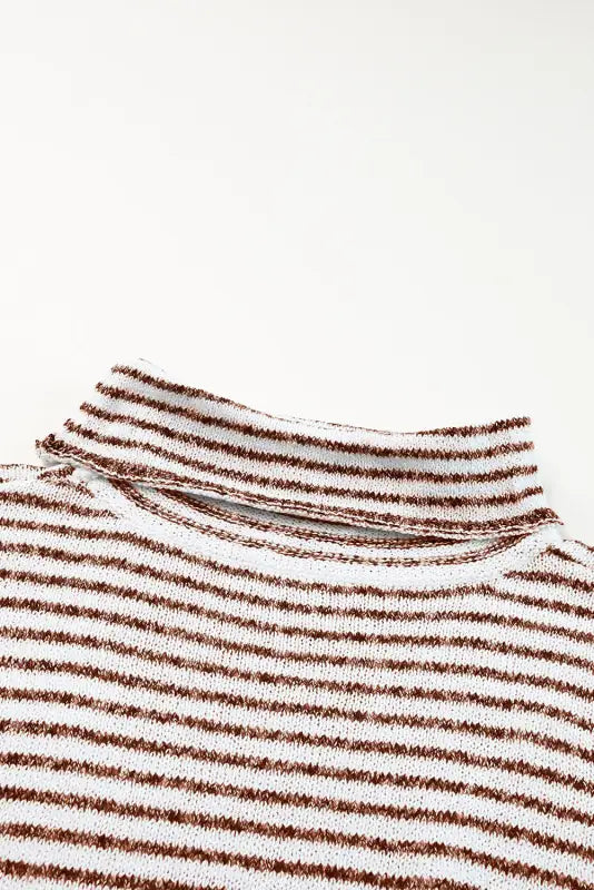 Chic brown striped turtleneck sweater | fashionfitz