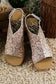 Brown Vintage Floral Leather Rivet Hollowed Platform Sandals - Fashionfitz