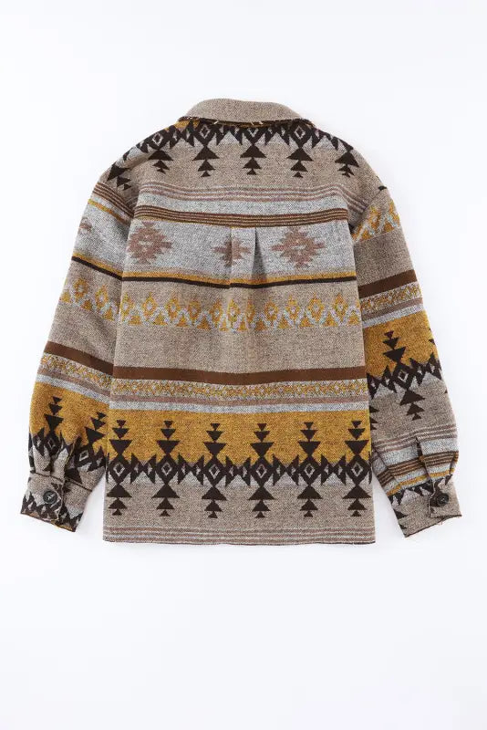 Brown western aztec print jacket - shackets