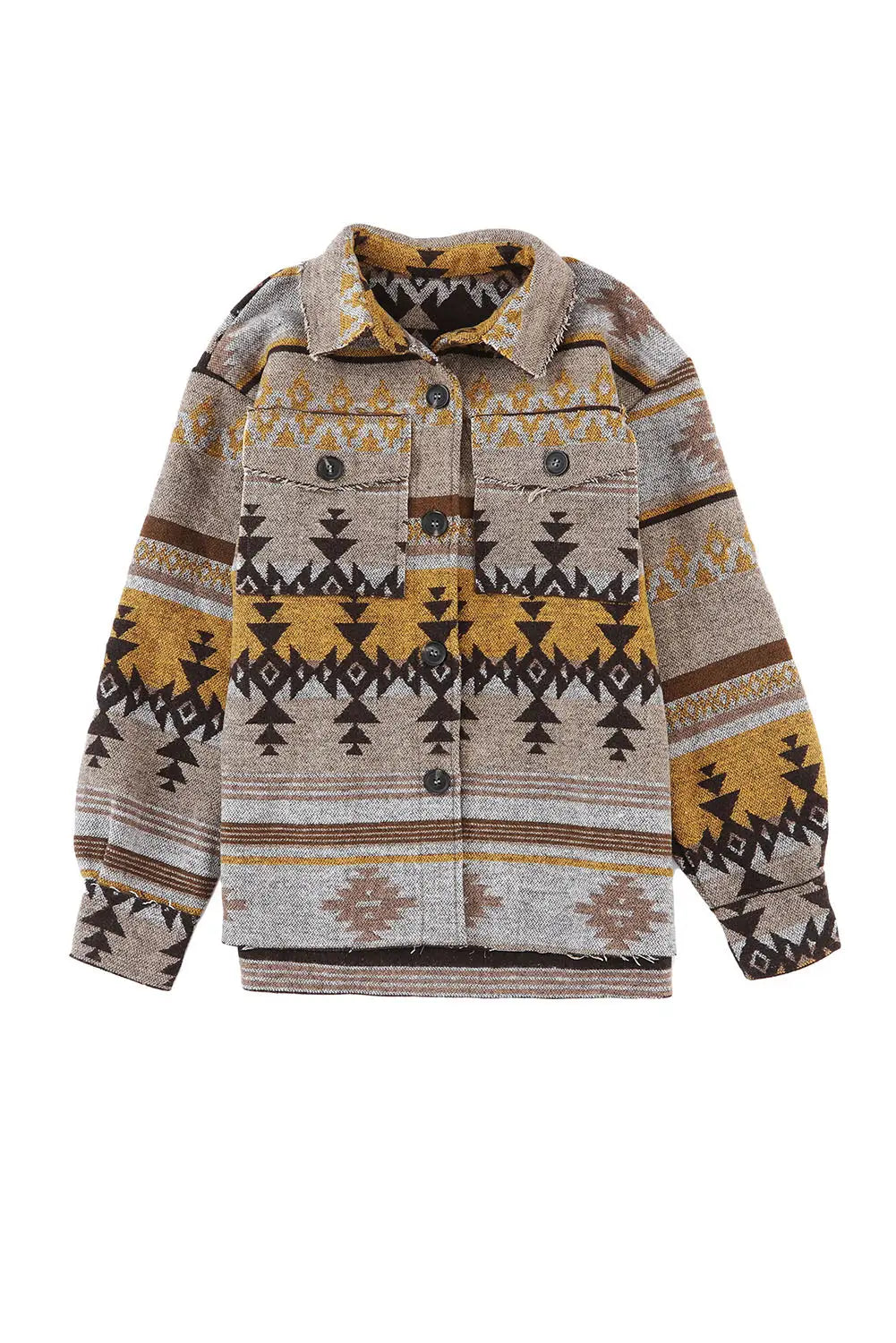 Brown western aztec print jacket - shackets