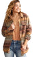 Brown western print fleece shacket - shackets