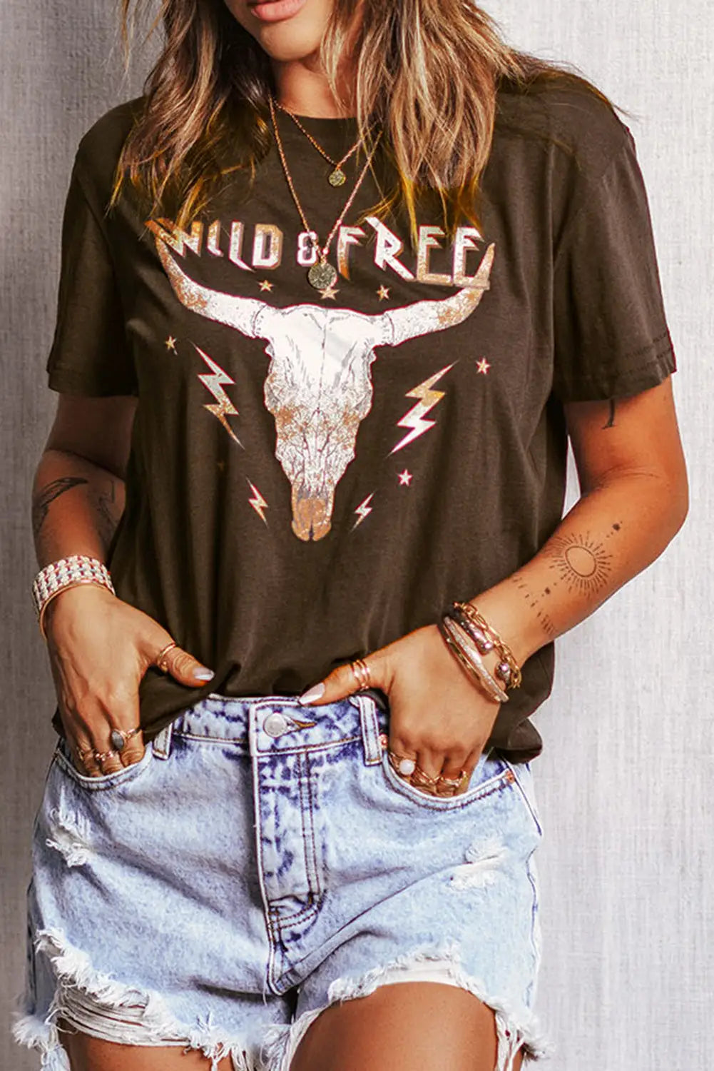 Brown wild free animal graphic tee - t-shirts