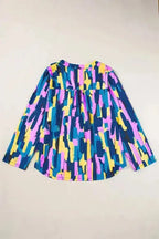 Brushstroke Print Blouse - Blue Plus Size - Fashionfitz