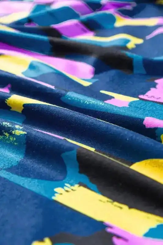 Brushstroke Print Blouse - Blue Plus Size - Fashionfitz