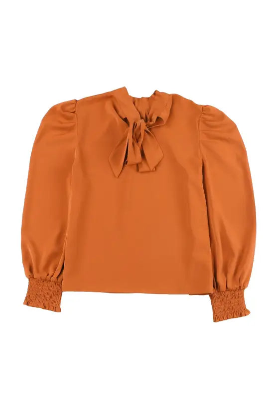 Bubble sleeve mock neck chiffon blouse - blouses