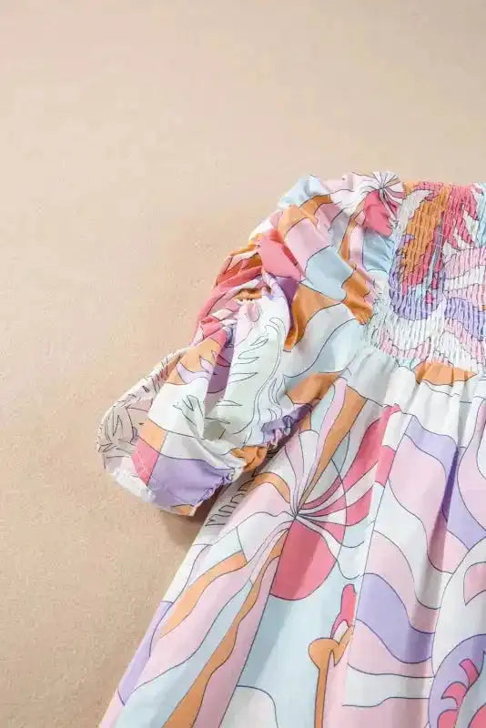 Bubble Sleeve Smock Blouse - Fashionfitz