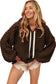 Bubble textured waffle hoodie - dark brown - hoodies